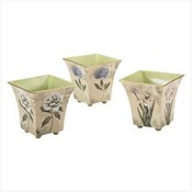 3 PC. Nested Rose Tin Pots