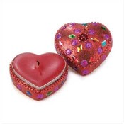 Beaded Heart Candle
