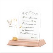 22K Plate Glass Cross W/Prayer