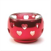 Red Silver Hearts Votive Holdr