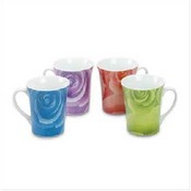 Set Of 4 Rose Design Mugs