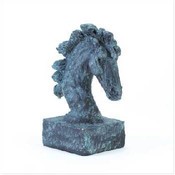 Verdigris Horse Head Figure