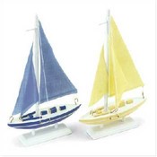 Set Of 2 Wood Sail Boat