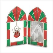 Red and Green Angel Stained Glass Frame