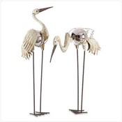 Set Of 2 Crane Garden Stakes