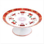 Snowman Pedestal Cake Plate