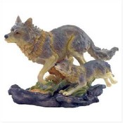 Wolf And Cub Figure-Polyresin