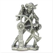 Pewter Pirate With Ship's  Wheel