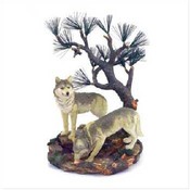 Wolves With Pine Tree Figure