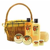 Orange Bath Set In Willow Basekt