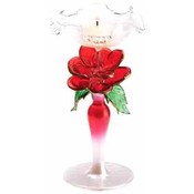 Red Rose Glass Candleholder