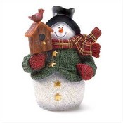 Green Jacket Snowman Figurine