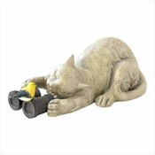 Birdwatching Kitty Statue