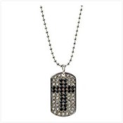 Crystal Cross Dog Tag Necklace