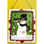 Wood And Glass Snowman Wall Hanging