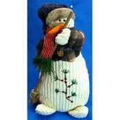 Fabric Stuffed Standing Snowman w/ Broom
