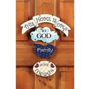 Wood ''Home Open to God'' Door Hanger