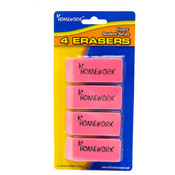Pink Erasers - 4 Pack - Large Beveled