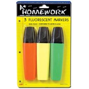 Fluorescent Markers - 3 pack - assorted colors
