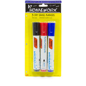 Dry Erase Markers - 3 pack - Red,Black,Blue