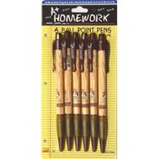Retractable ball point pens - 6 pack