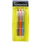Retractable ball point pens 3 pack colors