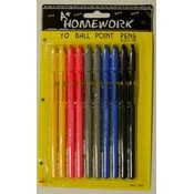 Ball Point Stick Pens - 10 pack