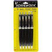 Retractable ball point pens - 5 pack