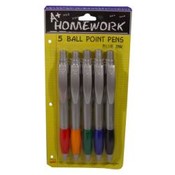 Retractable ball point pens - 5 pack