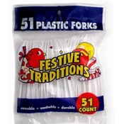 Plastic forks, bright white