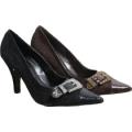 Womens Stiletto Pump W/ Snake Skin &amp; Fabric