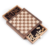 Elegant Inlaid Wood Cabinet w/ Staunton Wood Chess