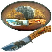 Grizzly Bear Themed Knife 10 in and Wall Display