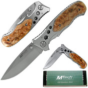 Silver Folding Knife w/ Wood handle