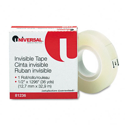 Invisible Tape 1/2" x 1296" 1" Core Clear