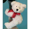 4.5" White Hugger Bear w/Red Ribbon