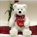 13" Sitting White Bear w/Heart/Ribbon