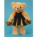 12" Cheerleader Bear in Black/Gold