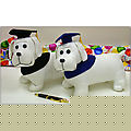 12" Graduation Autograph Dog, 2 Assorted