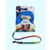 Large Blue Dog Leash -  Multi Colored Bone &amp; Paw