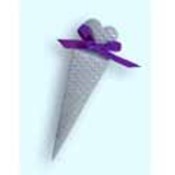 Satin Silver Heart Cone Favor Boxes