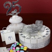 1 Tier Silver Anniversary Favor Cake Kit