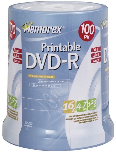 Memorex 4.7Gb Dvd-R Printbl 100Ct