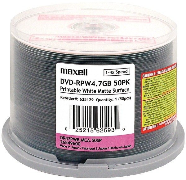 Maxell Dvd-R Printable (50-Pk White Spindle)