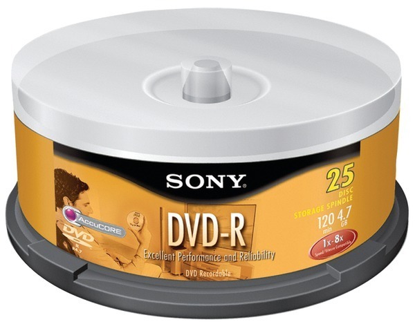 Sony 25-Ct 4.7 Gb Dvd-R Spndle