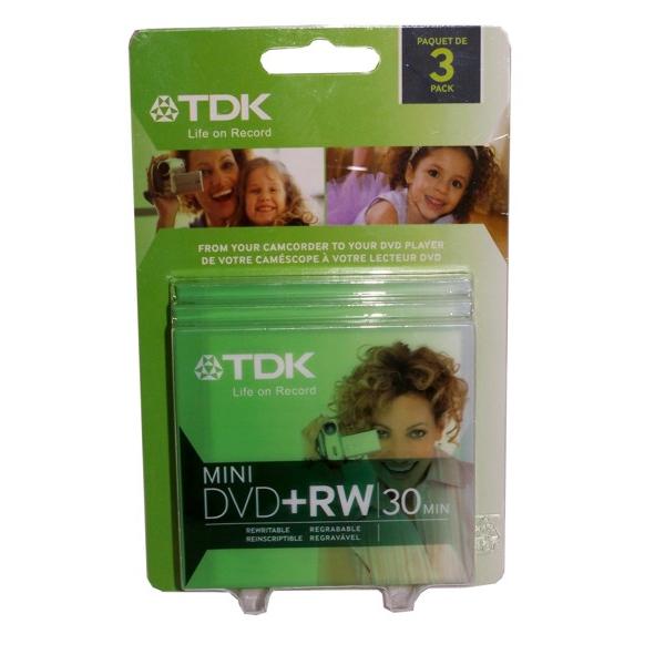 TDK 3 Pack Mini DVD+RW 30 Minute 1.4GB Discs *Closeout*