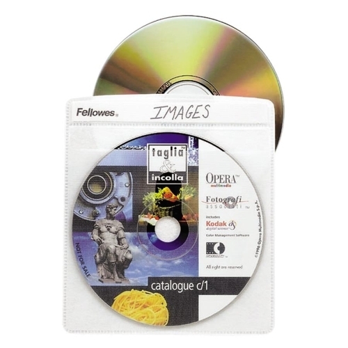 Fellowes Mfg. Co. CD/DVD Double Side Sleeves, 5"x5-3/4", 50/PK, Clear
