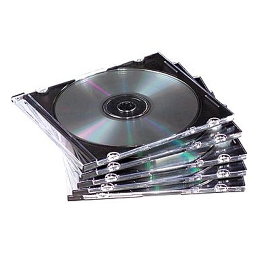 Fellowes Mfg. Co. Thin Jewel Case, 5-3/8"x3/16"x4-15/16", 50EA/PK, Clear/BK