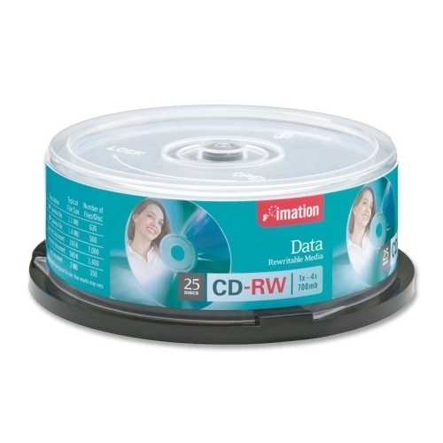 Imation CD-RW, Rewritable, 700MB/80Min, 1-4X, Branded, Silver, 25/PK