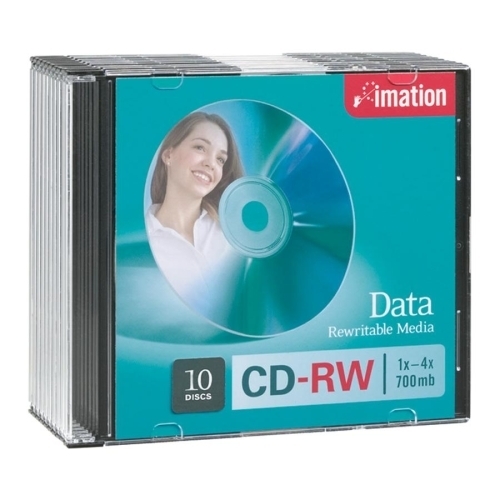 Imation CD-RW, 4X, 700MB/80Min, Branded, 10/PK, Silver